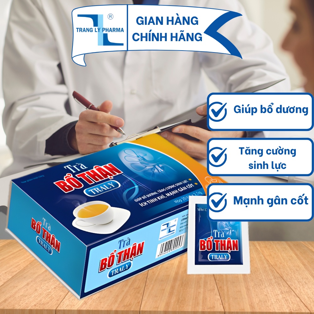 Trà Bổ Thận Traly ﻿﻿﻿﻿giúp bổ dương, tăng cường sinh lực, ích tinh khí, mạnh gân cốt hộp 20 gói Trang Ly Pharma