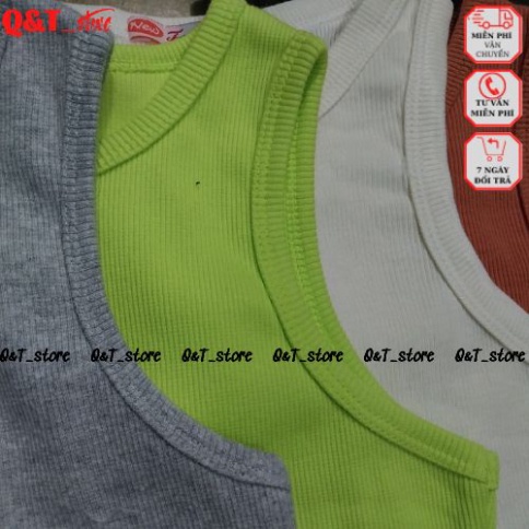 Áo croptop nữ , Áo sát nách ba lỗ vạt bầu không tay vải gân cotton 100% mềm mịn mát  dưới 60 cân - Q&amp;T_store T&amp;T_store08