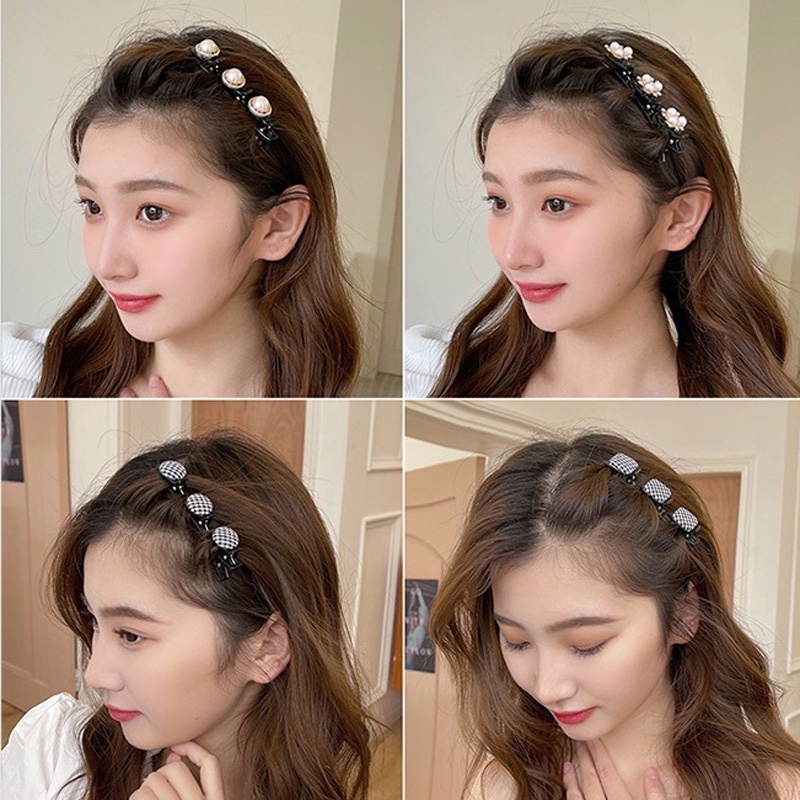 Kẹp Tóc Họa Tiết Sọc Caro / Gấu / Thỏ / Hoa Màu Trắng Đen Dễ Thương Thời Trang 2022