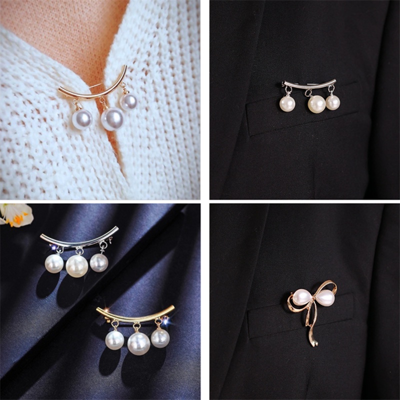 Ghim Cài Áo Đính Ngọc Trai Chống Trượt Thiết Kế Đơn Giản Cho Nữ