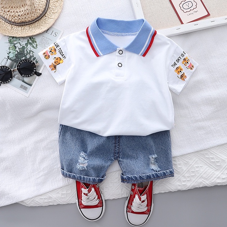 Baby clothes sweater boy clothes baby clothes Bộ Đồ Áo Thun polo Tay Ngắn In Hoạt Hình Dành Cho Bé Trai 1-5 Tuổi