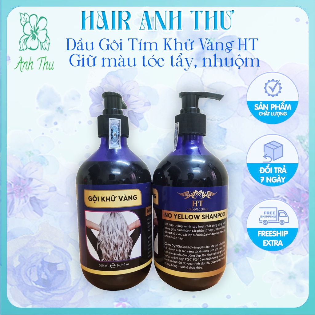 Dầu Gôi Tím Khử Vàng HT, Giữ Màu Cho Tóc Nhuộm Sáng, Tóc Tẩy 500ml