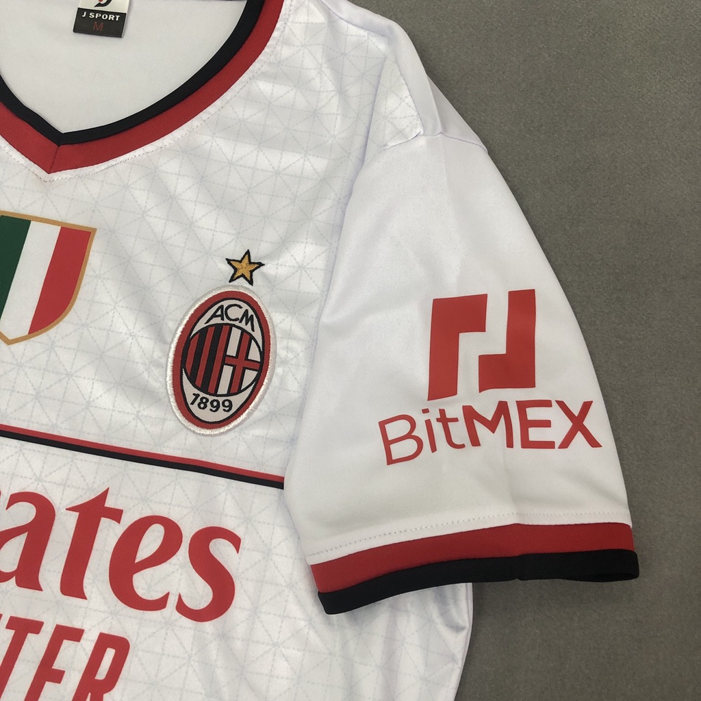 Bộ quần áo đá banh AC Milan trắng sân khách FLG JP2023