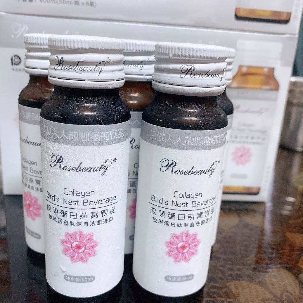 Nước Uống Collagen Yến Trắng Da Rose Beauty - RoseBeauty Yến Tươi Đẹp Da Nest Beverage 1 Hộp 8 Chai.