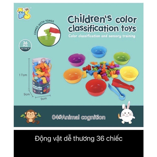 Đồ chơi gắp thú ⚡ SALE KHỦNG ⚡ Trò chơi phân loại màu sắc Montessori giáo dục sớm cho bé