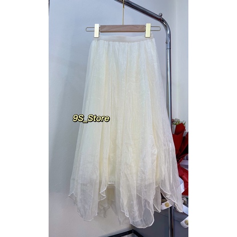 Set áo len trễ vai kèm chân váy 3 lớp lấp lánh