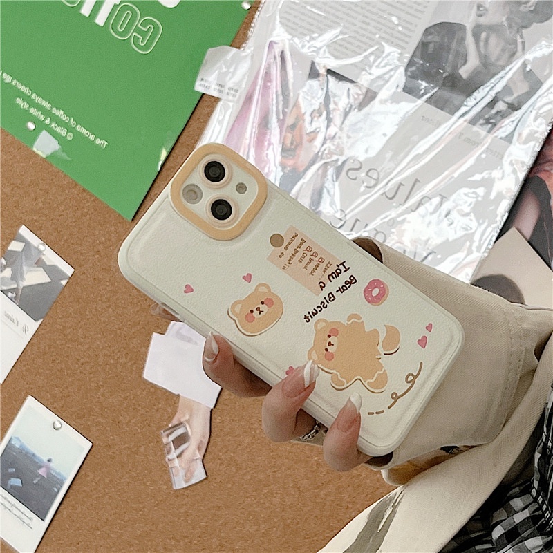Ốp lưng iphone Ốp Điện Thoại Da Họa Tiết Gấu Hoạt Hình Cho iphone7 / 7plus / 8 / 8plus / xs / 11 / 12 / 13 / pro / max / plus / promax Dinuo case