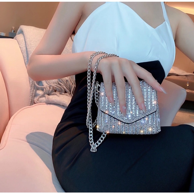 Túi đeo chéo đính đá bling lấp lánh sang trọng