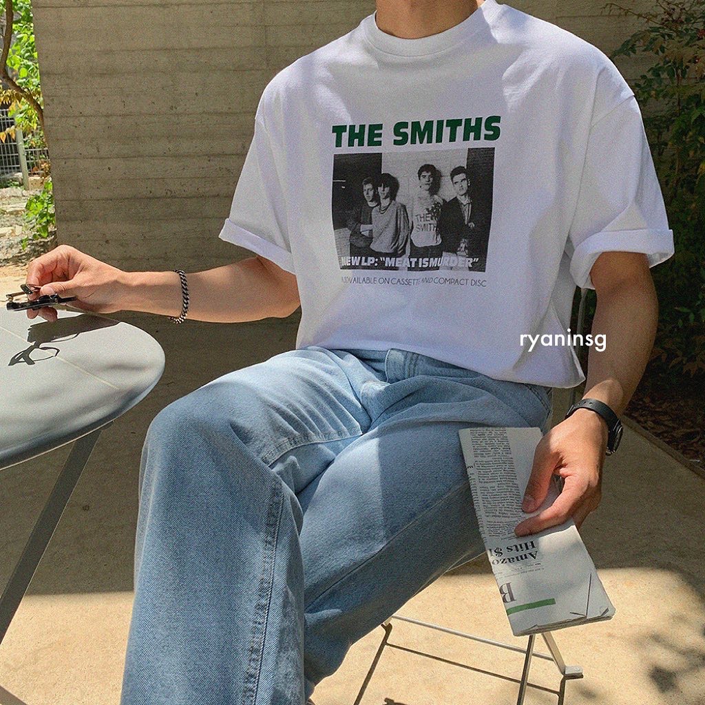 RYAN - Áo thun nam THE SMITHS ngắn tay vải cotton cổ bo tròn thương hiệu RYAN form rộng phong cách Hàn Quốc