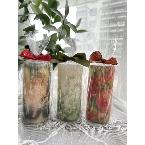 Nến trụ trang trí ( Napkinart/ Decoupage)