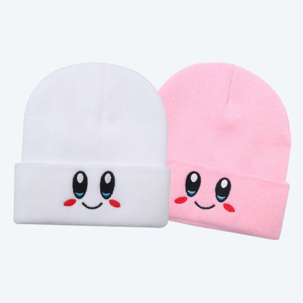 Mũ Beanie Dệt Kim Giữ Ấm Mùa Đông Thêu Họa Tiết Anime Ngôi Sao Kirby Thông Dụng Cho Nữ