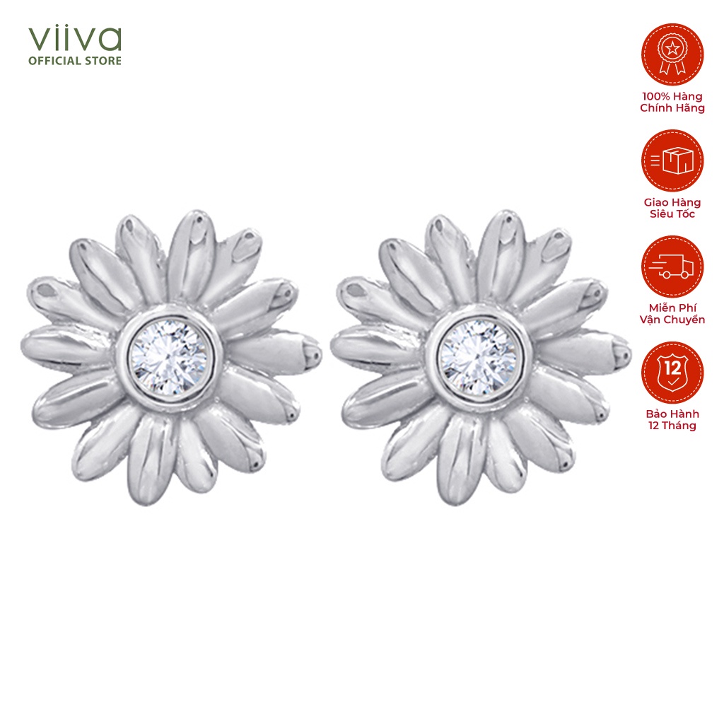 Hoa tai hoa cúc bạc Ý silver 925 cao cấp quà tặng đẹp
