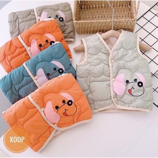( Xả sốc )Áo gile phao cho bé trai bé gái trần sóng hoạ tiết hình cún 10-18kg [ Ảnh thật ]