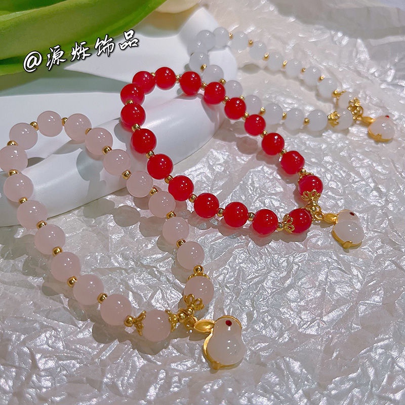 Vòng Tay Thỏ Đá Ngọc Bích Phong Cách Hetian Yu Phong Cách Mới 2022