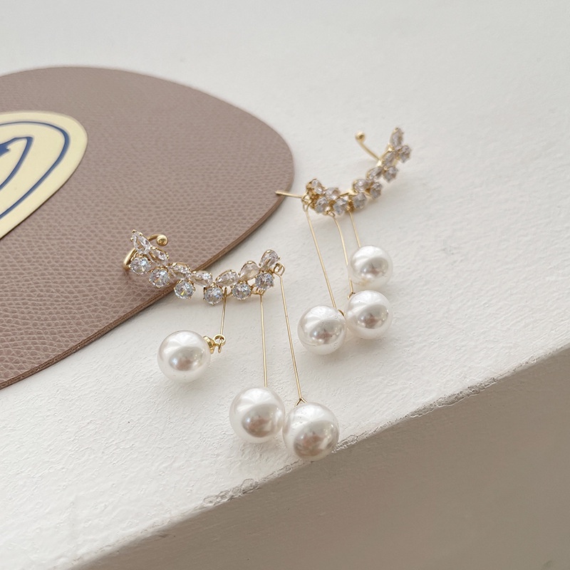 1 Đôi Bông Tai Đính Ngọc Trai / Kim Cương / Ngọc Trai Giả Phong Cách Hàn Quốc Thanh Lịch Dành Cho Nữ