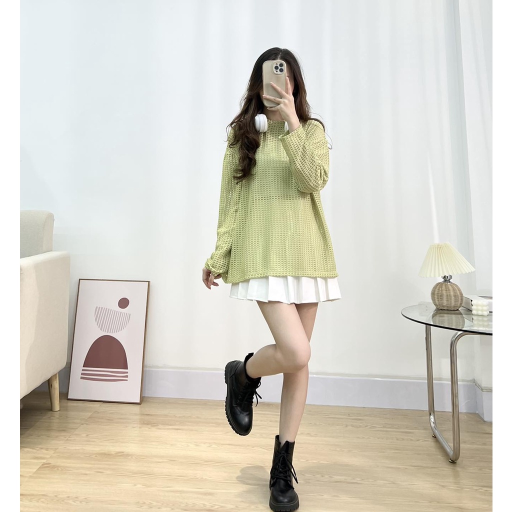Set áo lưới form rộng kèm áo hai dây len tăm thời trang Miho house