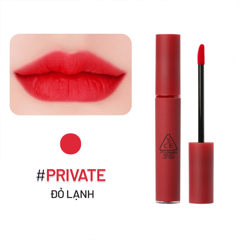 Son kem lì lâu trôi 3CE Velvet Lip Tint mịn màng như nhung 4g
