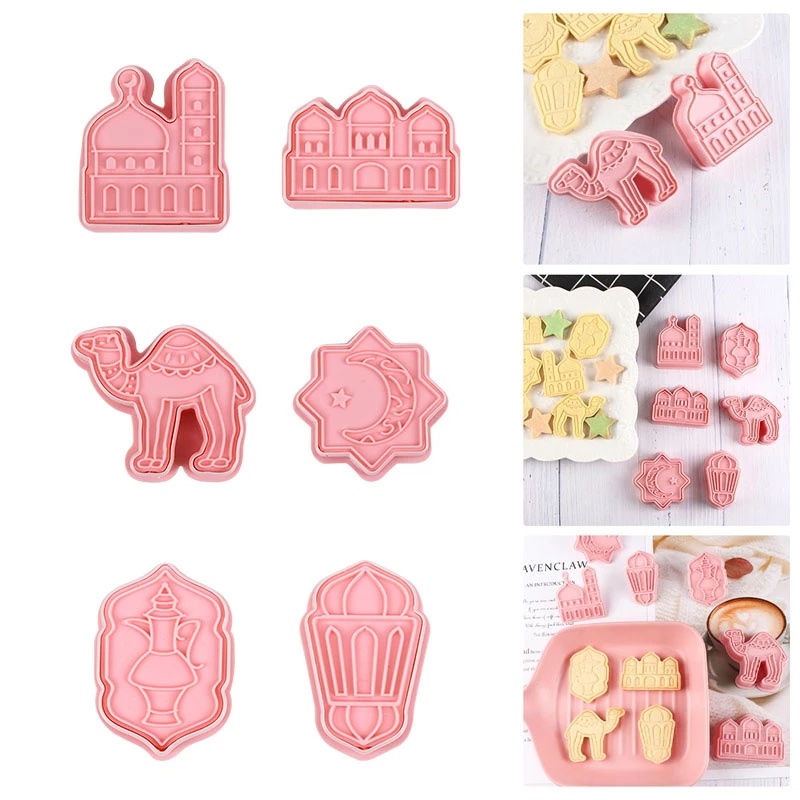 Bộ 6 Khuôn Làm Bánh Quy / Kẹo / Sô Cô La Hình Lạc Đà / Lâu Đài 3D DIY