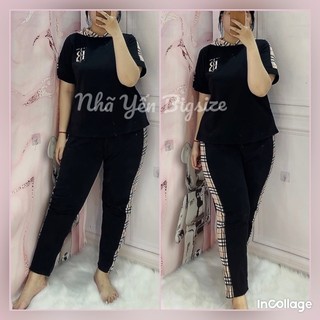 Sét Bigsize Nữ Thể Thao Áo Nón phối caro cá tính 68-95kg