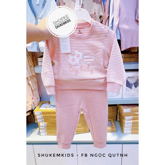 Moon - Bộ dài tay cài vai nỉ thu đông cho bé