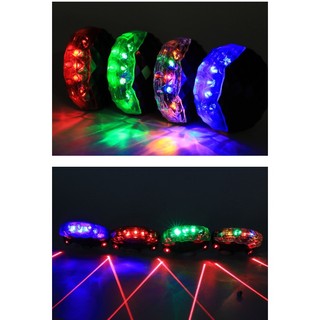 Đèn led hậu xe đạp hình kim cương 7 chế độ có 2 tia laser
