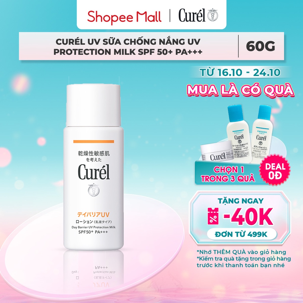 Sữa chống nắng Curel UV Protection Milk SPF 50+ PA+++ 60ml