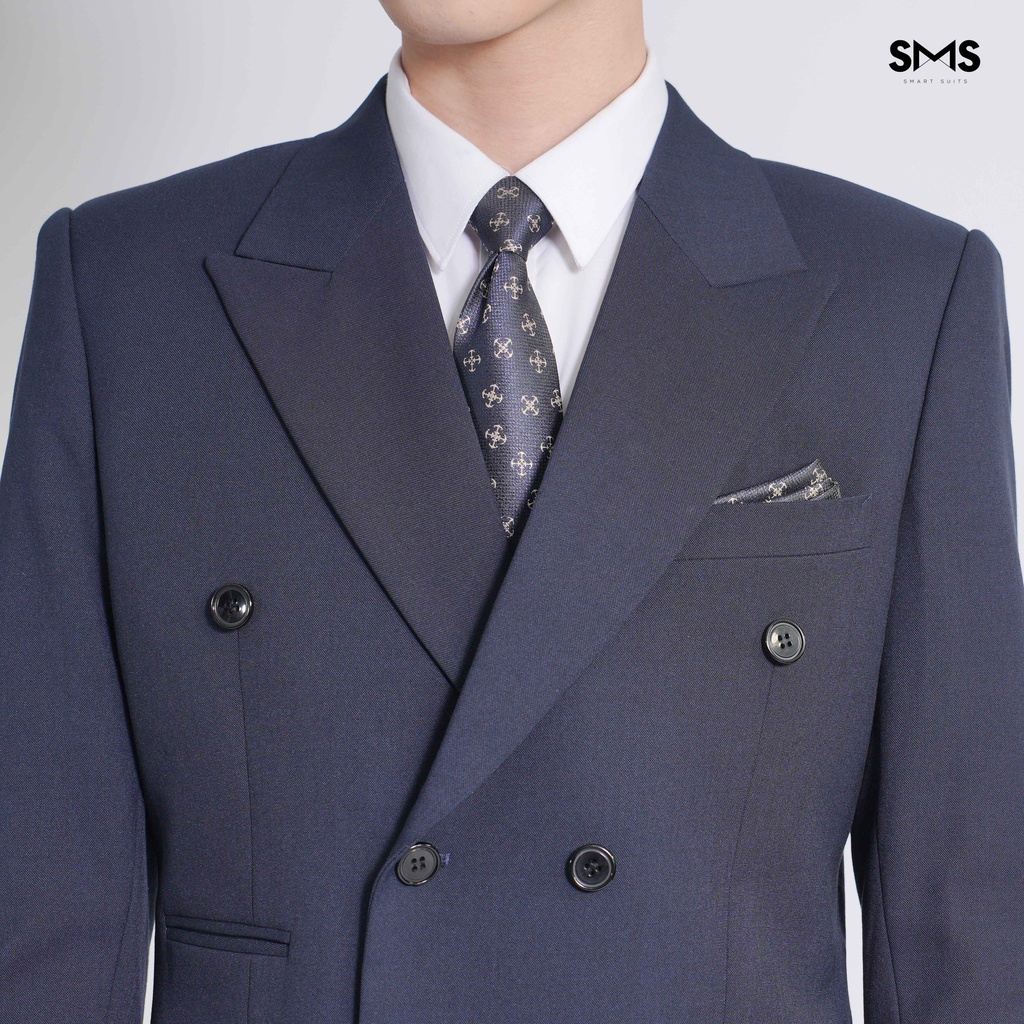 Bộ vest nam xanh navy 6 khuy 3 túi, form ôm Smart Suits