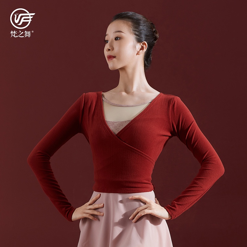 [M &amp; E] Áo Khoác Cardigan Giả Cashmere Tay Dài Giữ Ấm Mùa Thu Đông Tập Múa Ba Lê Hiện Đại Gong