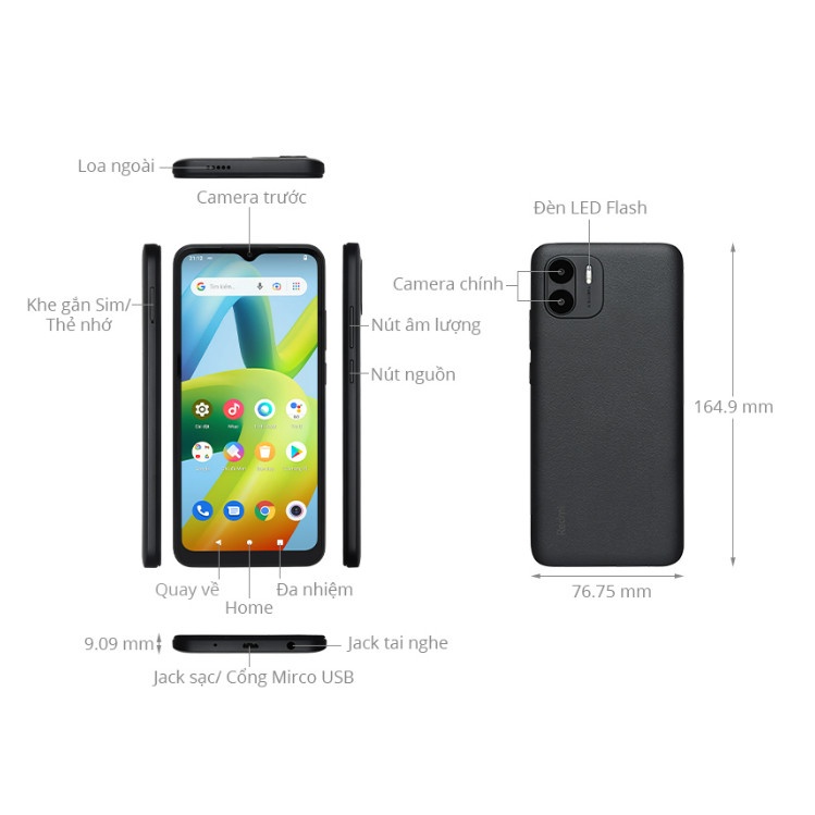 Điện thoại Xiaomi Redmi A1 6.5"  mới Chính hãng - 1 Đổi 1 - Bảo Hành 18 Tháng