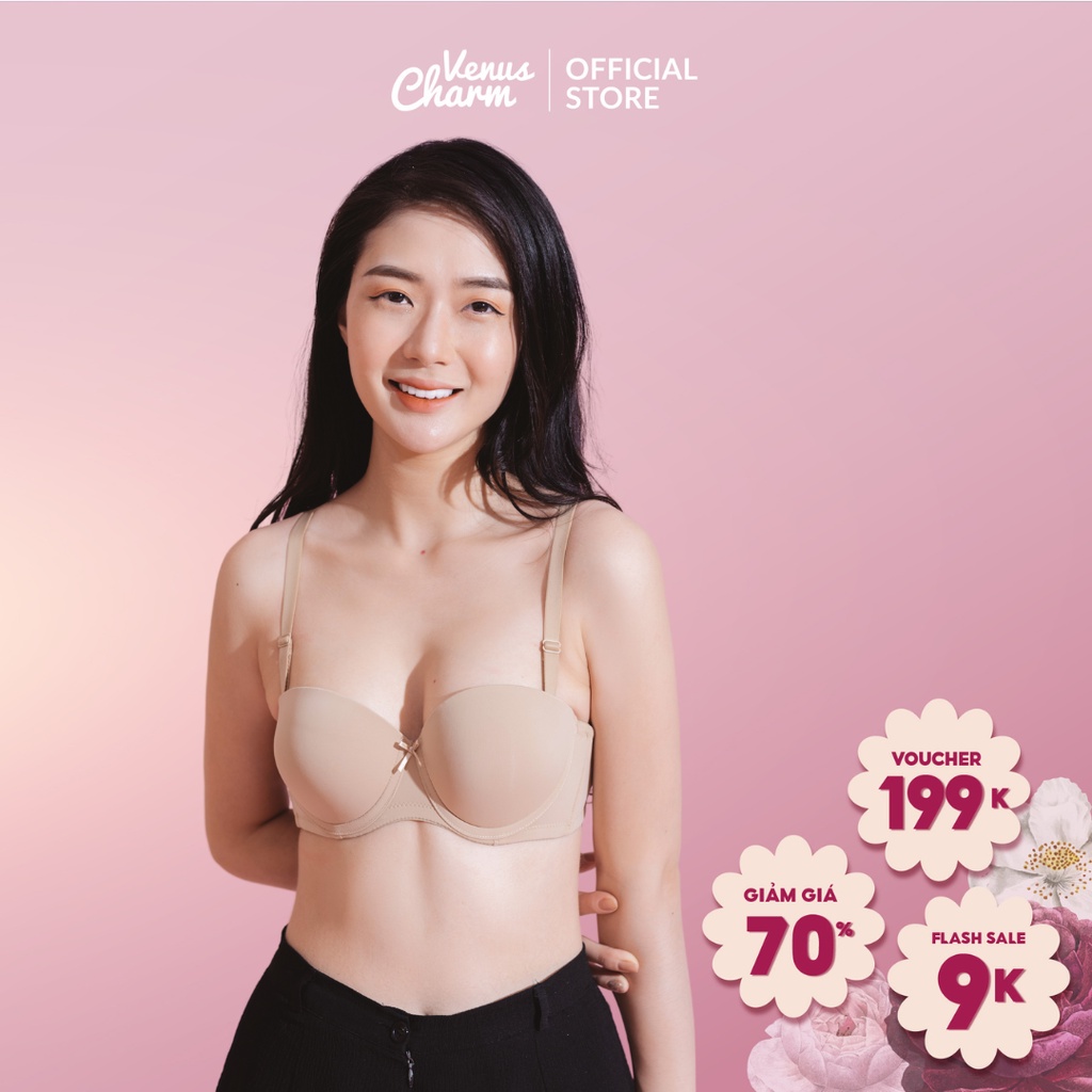 Áo lót cúp ngực Venus Charm quả ngang có gọng nâng đẩy ngực tự nhiên 8057 trơn