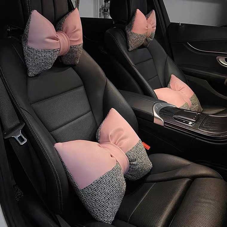 Gối tựa Nơ 2 màu chất đẹp dùng cho ô tô