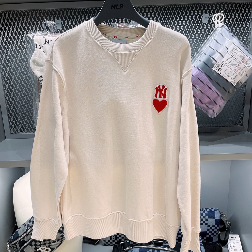 Mlb Áo Nỉ Dài Tay Màu Trơn In Chữ NY Thời Trang Thu Đông Cho Nam Nữ