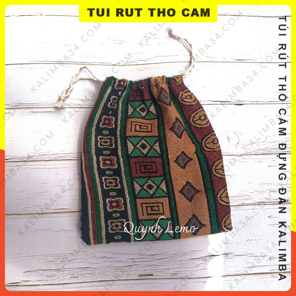 Túi rút thổ cẩm đựng đàn kalimba 17 phím vải thổ cẩm hoa văn ngẫu nhiên chống trầy, chống bụi bẩn