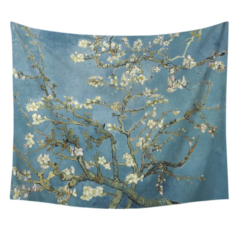 Thảm Treo Tường Họa Tiết Tranh Sơn Dầu Van Gogh Bằng Polyester Kèm Kẹp Trang Trí Nội Thất