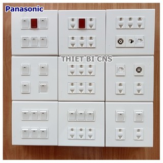 Combo công tắc - ổ cắm, ổ tv, ổ mạng lan, ổ đt panasonic - full-color mặt vuông chính hãng