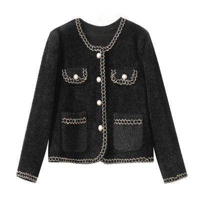 Áo cardigan tweed cổ viền sang chảnh len mịn Hàn Quốc