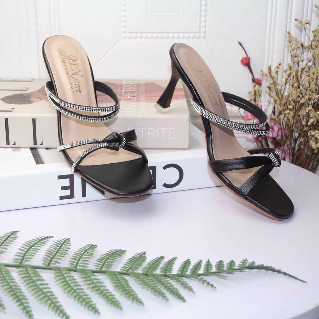 GIÀY CAO GÓT 7 PHÂN KẾT NƠ ĐÍNH ĐÁ THIẾT KẾ SIÊU XINH SIÊU TÔN DÁNG