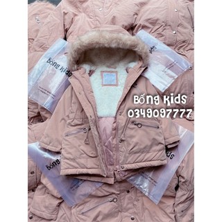 Áo Parka Bé Gái Hồng Nude Lót Lông Nửa Thân PR