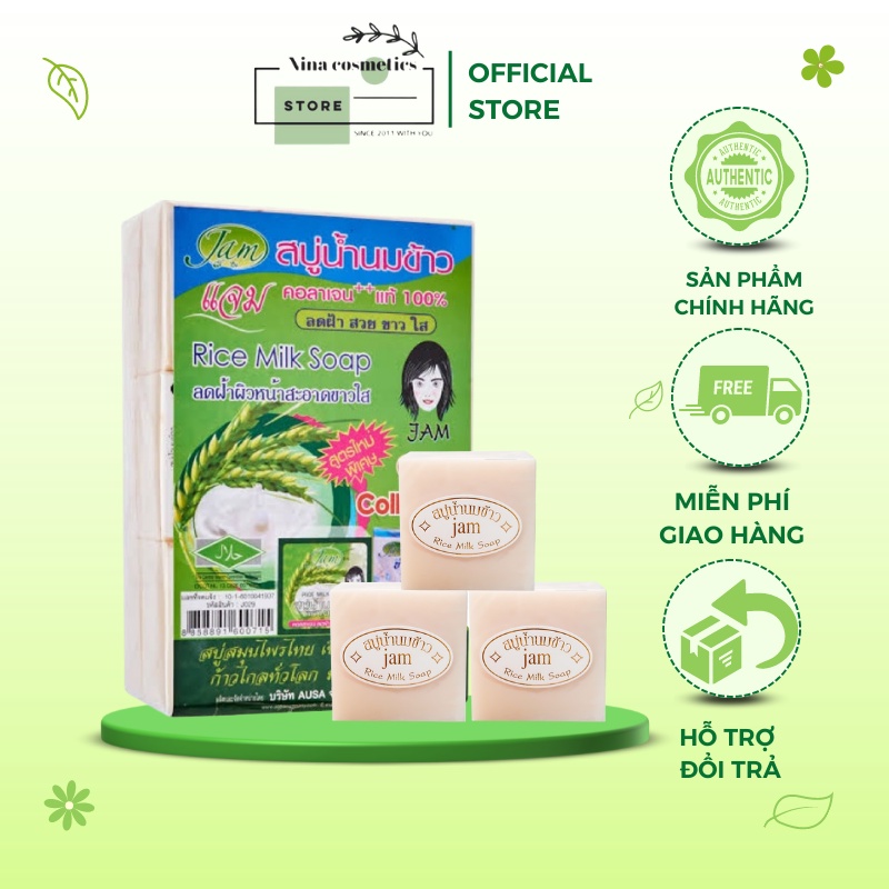 6 Bánh Xà Phòng Cám Gạo Thái-Rice Milk Soap 65g/Bánh