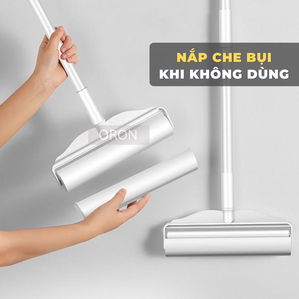 Cây lăn bụi 24cm cán dài, cây lăn bụi quần áo sàn nhà rèm cửa Oron