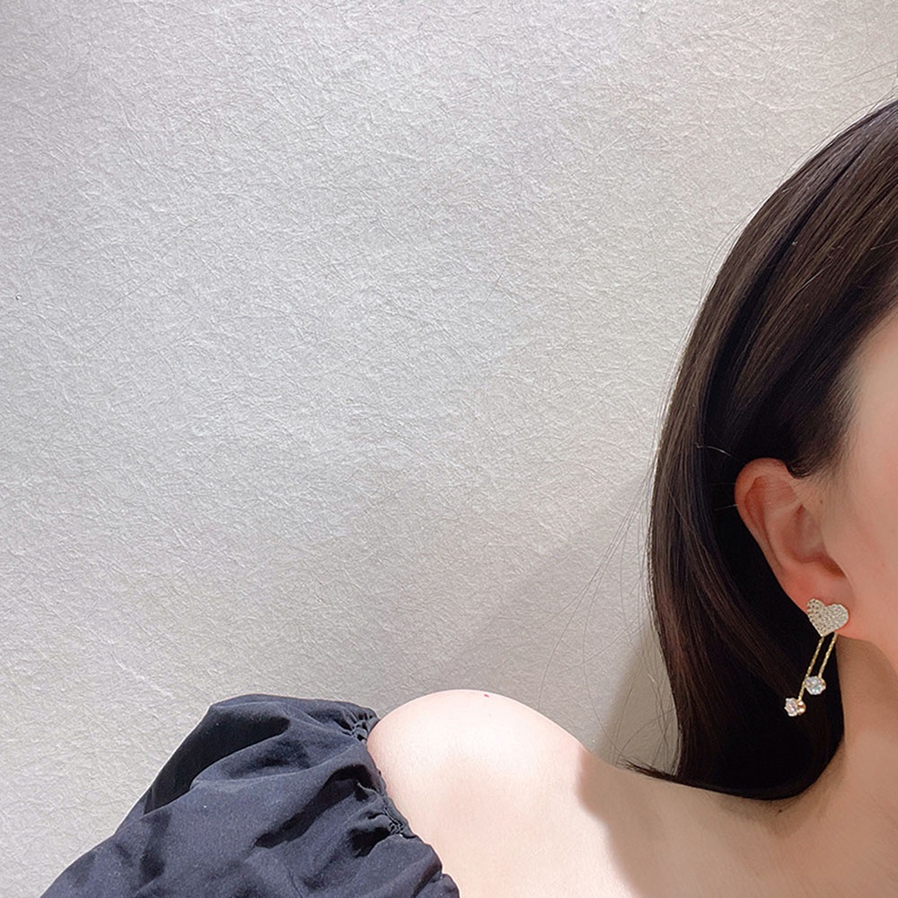 Đôi Khuyên Tai HìNh TráI Tim ĐíNh Kim Cương Giả ThờI Trang Cho Nữ