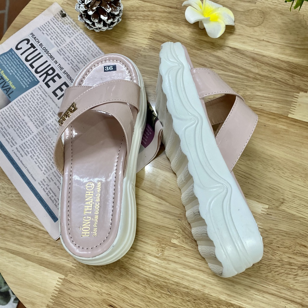 Dép cao gót đế cao su 4 phân WOMENSTYLE sang chảnh,đi chơi, đi làm LÙI 1 size 3 màu trắng, đen, hồng size 35-39 mã TD24