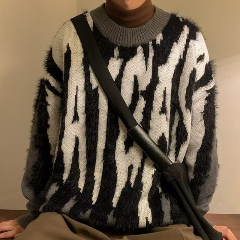 ✦ AFFLIGE ✦Áo Sweater Cổ Tròn Dáng Rộng Thoải Mái Thời Trang Cho Nam