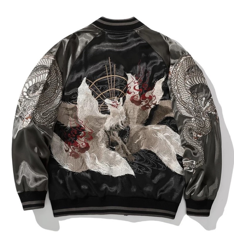 ÁO KHOÁC BOMBER THÊU CÁO 9 ĐUÔI  SUKAJAN JACKET