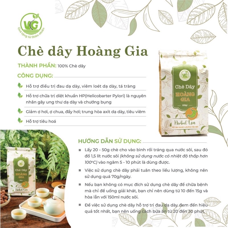 Chè Dây Hoàng Gia Phiên Bản Mới 300g - Hỗ Trợ Đau Dạ Dày Khuẩn HP Giảm Ợ Hơi Ợ Chua