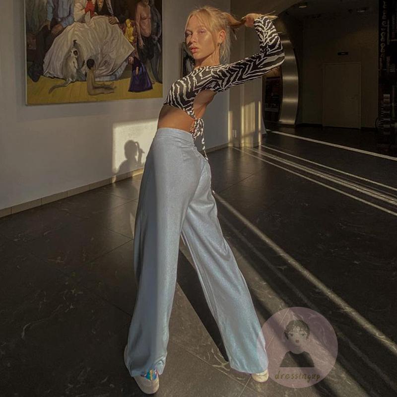 Áo Thun Nữ Dài Tay Cổ Tròn Sọc Vằn Ngựa Vằn Thời Trang