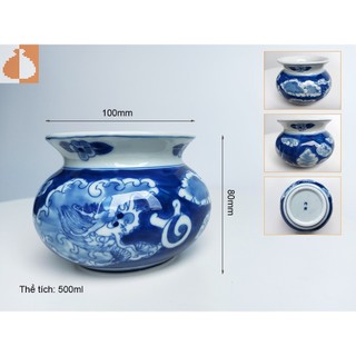 Bộ ấm chén men lam Cảnh Long Ẩn