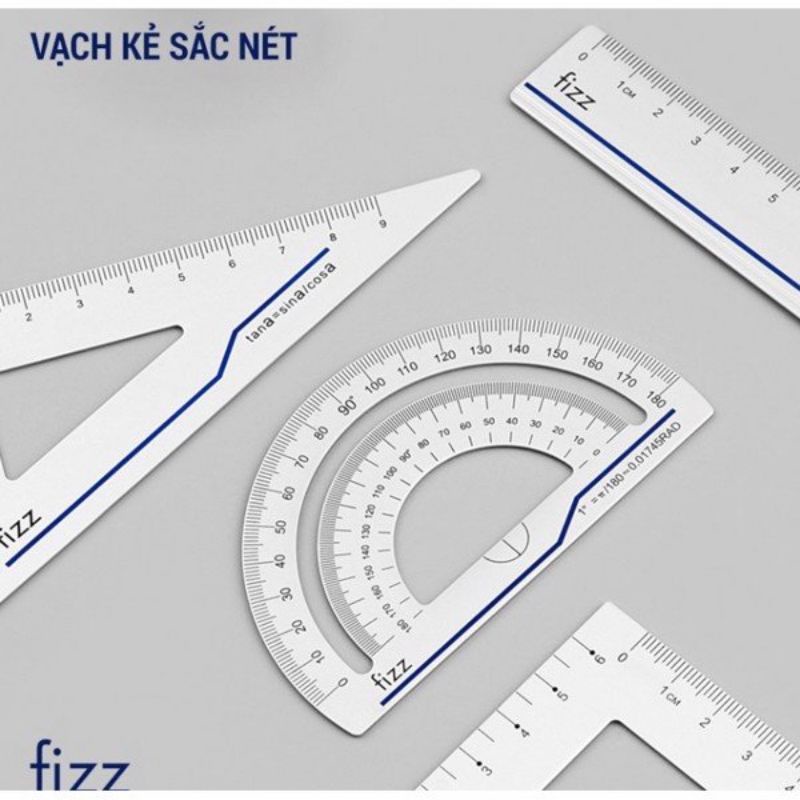 Bộ thước Êke Nhôm 4 chi tiết chuẩn xác từng milimet, hàng nhập khẩu, sang đẹp