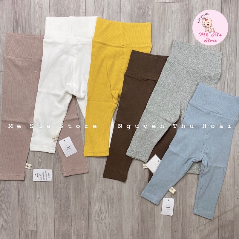Quần legging thun tăm lưng cao ấm bụng cho bé