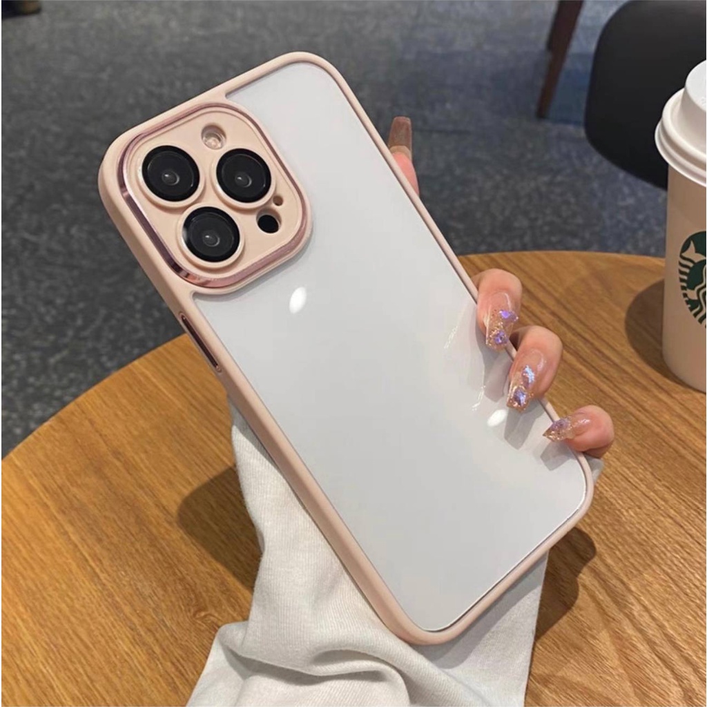 Ốp silicon viền màu lưng trong kèm kính bảo vệ camera cho IPhone 14/14Plus/14Pro/14Promax/13/13Pro/13Promax/12Prm OP226